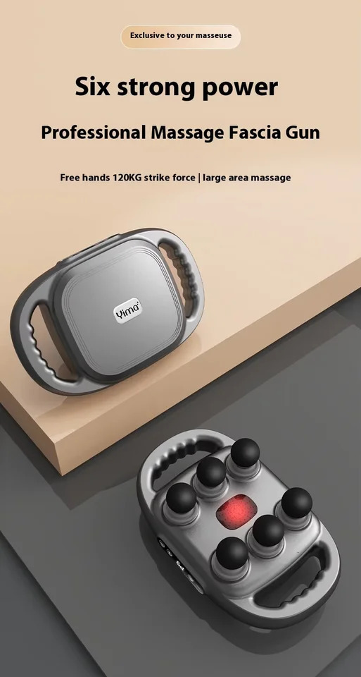 Massage GunDeep Tissue Percussion Massage Gun with 6 Heads Type-C Charging Portable Electric Handheld Body Massager 250605