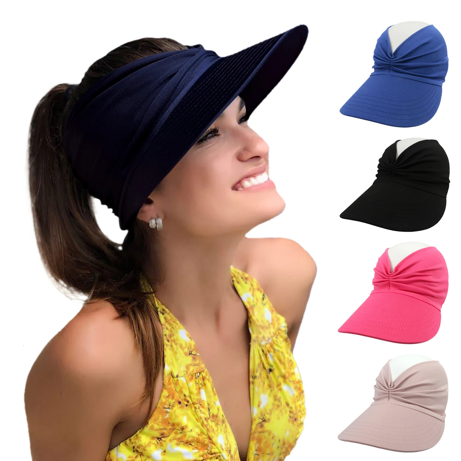women Beach sun hat spring and summer empty top sun hat ladies outdoor sports sun-protection cap outdoor running cap 250603