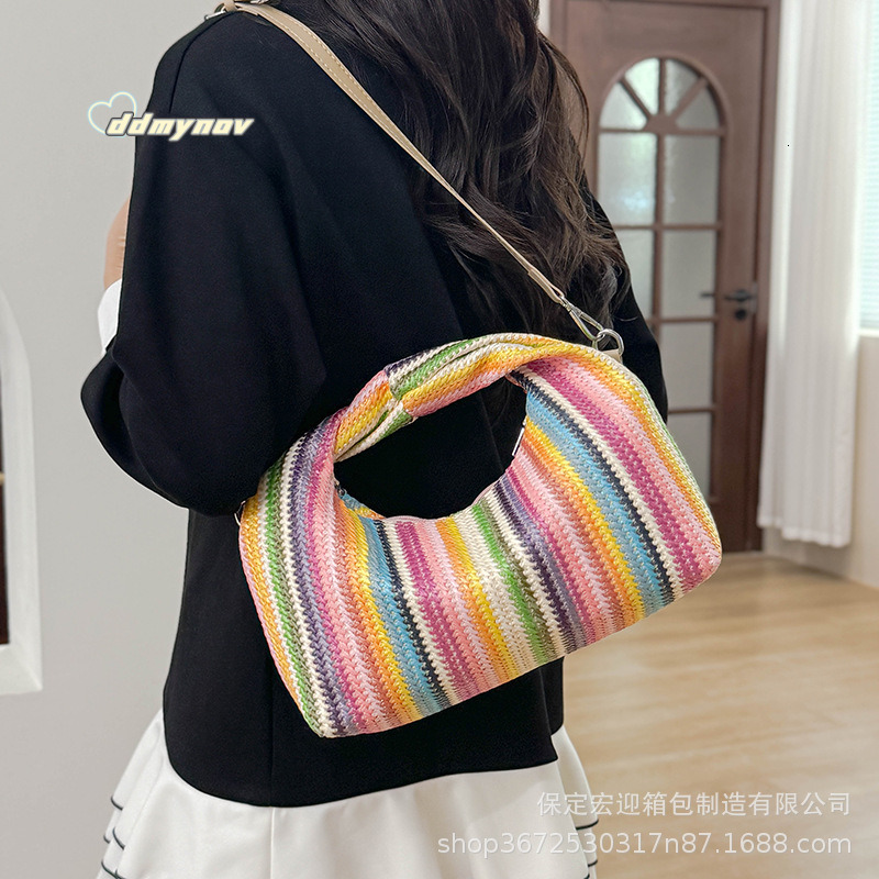 Women's Fashion 2025 New Straw Woven Shoulder Handbag Underarm Bag for Women ddmynov