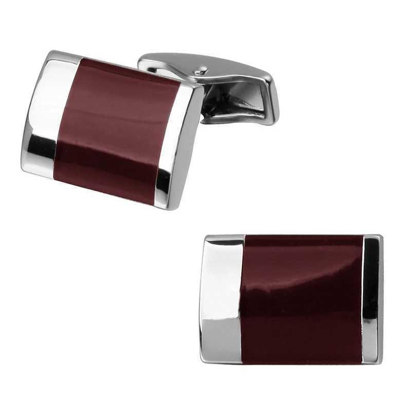 Mens French shirt cufflinks copper material rectangular wine red enamel cufflinks fashion clothing accessories wholesale W250606