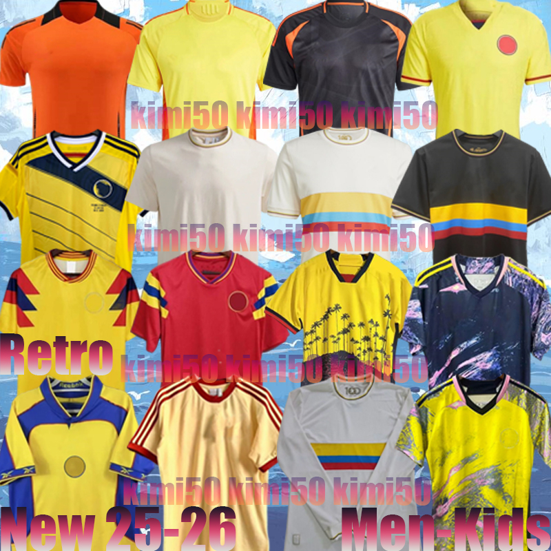 2024 Colombia Away Soccer Jerseys 90 10 01 14 100 Valderrama Retro 24 25 JAMES home football shirt CUADRADO classic commemorate Collection Camiseta de futbol maillot