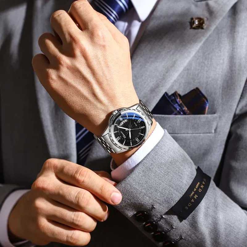 CHENXI Brand Silver Mens Watch Fashion Business Waterproof Calendar Quartz Wristwatch Mens Clock Stainless Steel Y250605