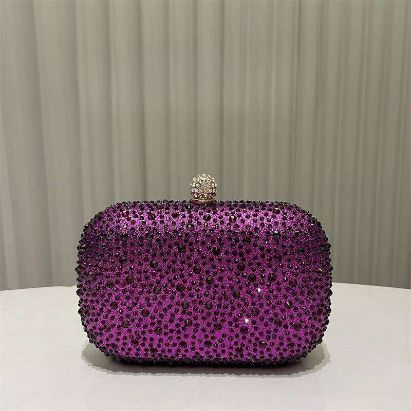 Small Emerald Rhinestone Purse Women's Round Box Shaped Evening Bags Elegant Formal Party Stylish Ladies Handbag Sier Clutch