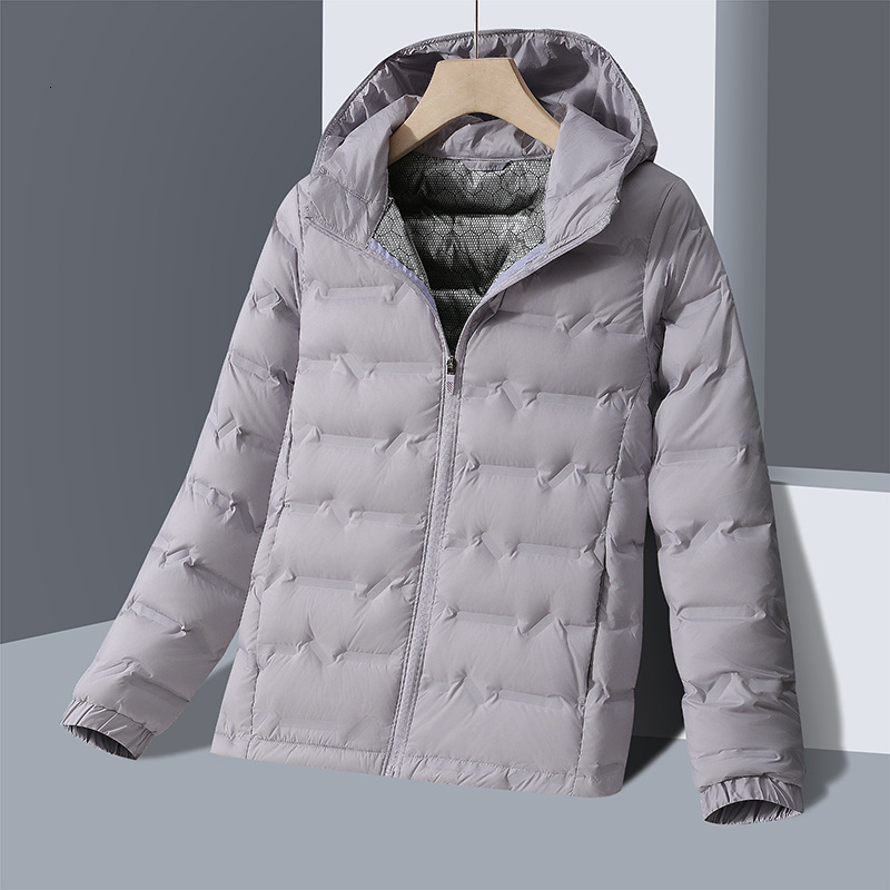 Ddmyoutdoor Autumn Winter Hooded Solid Color Lightweight Jacket Warm And Slim Fit Casual Versatile Couple Style Stand Up Collar White Duck Down Jacket