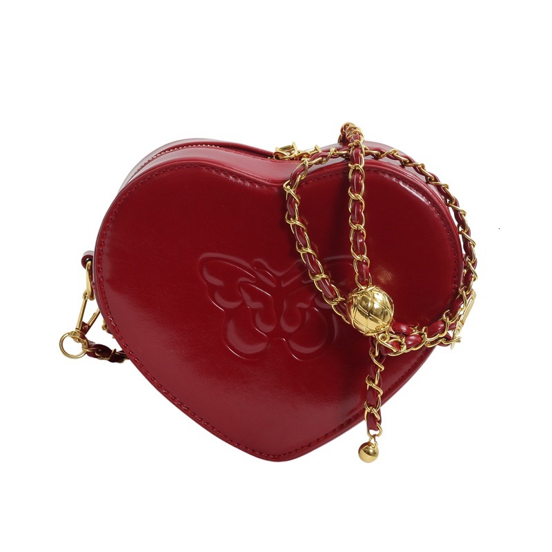 Free Shipping Designer Bag New Heart-shaped Fashionable Butterfly Printed Trendy Love For Women Niche Design Chain Crossbody Bag