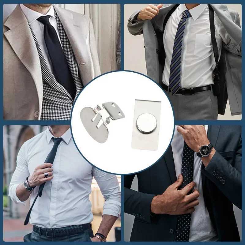 Magnetic Invisible Tie Clip Automatic Fixing Buckle Anti-wrinkle Anti-swing Tie Holder Clips Necktie Collar Hidden Clasp For Men W250606
