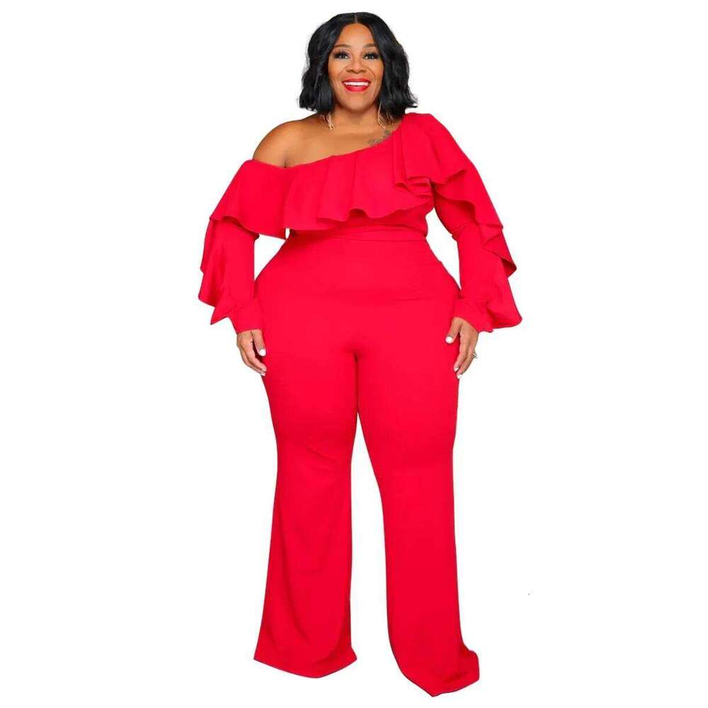 X6019 Plus Size Solid Color Women's Fashion Loose-Fit Cross-Border New Jumpsuit Without Straps Sexy Stylish Female Romper