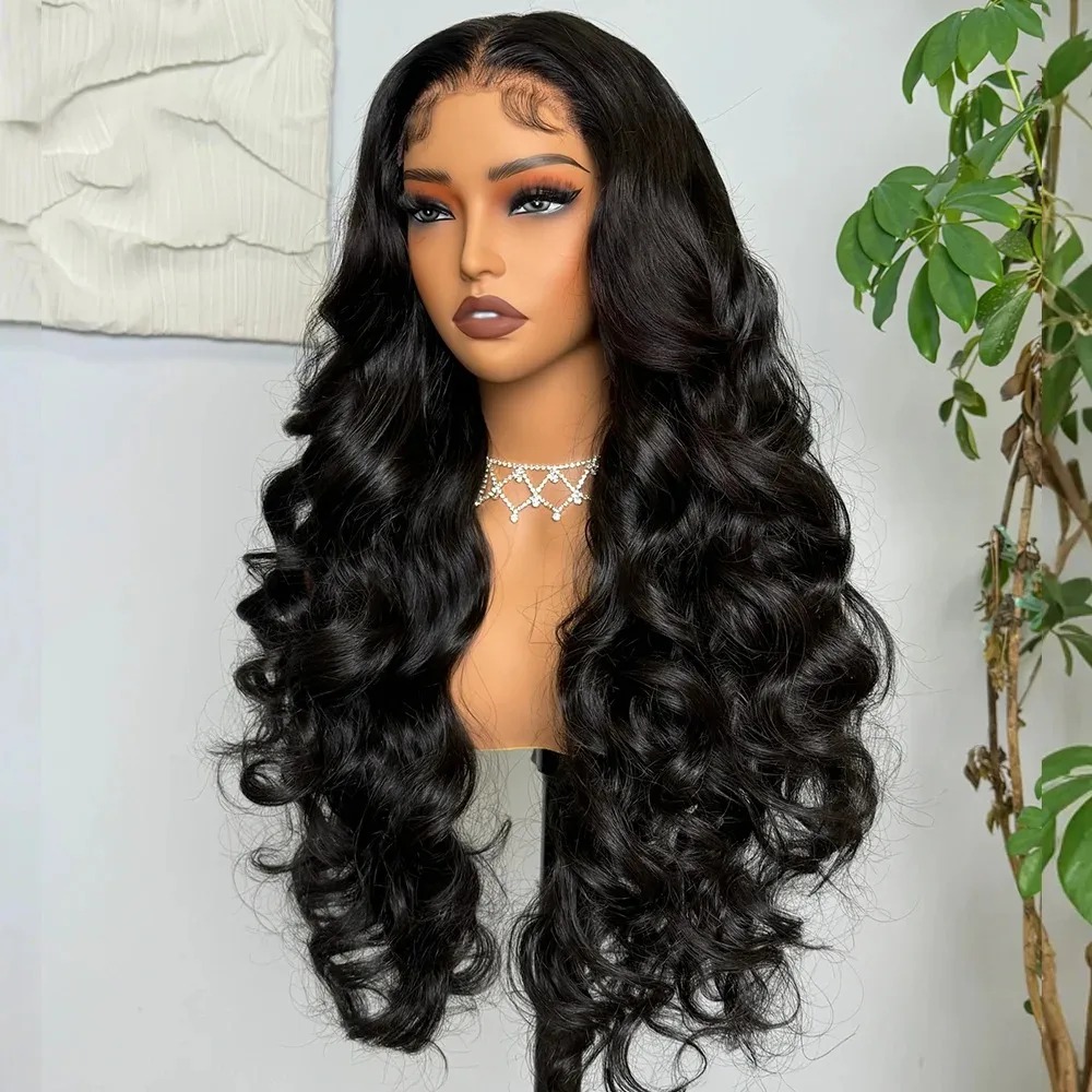 13x6 Body wave HD Transparent lace front human hair wig 40 inch Pre Preplucked 200 Density Glueless Brazilian Wigs For Women Synthetic