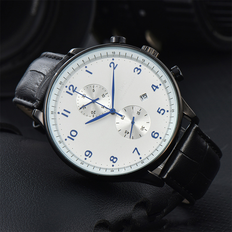 High quality mens watches quartz movement watch dial work chronometre wristwatch leather strap stainless steel case waterproof clock montre de luxe