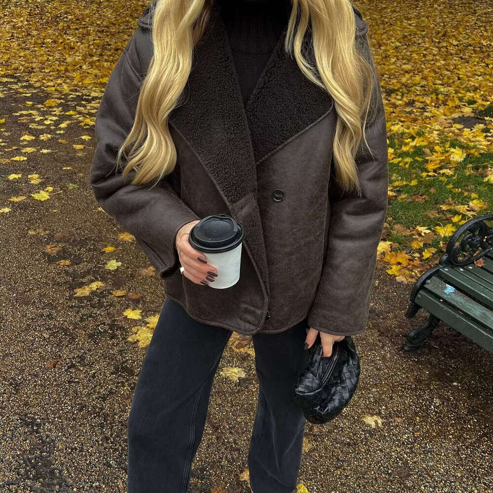 Women's Fashion New Arrival Autumn Winter Shearling Collar Jacket Coat B5