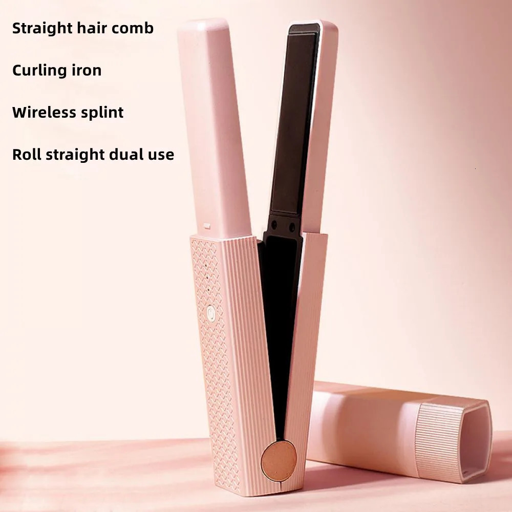 Mini Hair Straightener Automatic Hair Curler Portable Flat Dry Curling Iron USB Rechargeable Wireless Ceramic Hair Styling Tools 250605