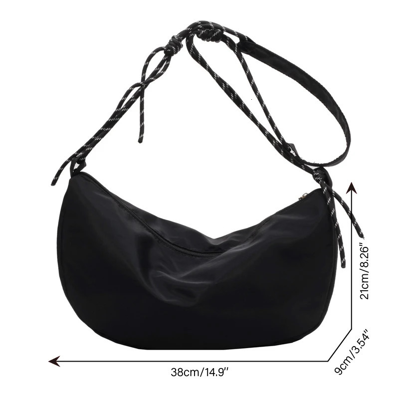 Nylon Cloth Shoulder Bags Vintage Solid Color Hobos Bag Casual Large Capacity Diagonal Bag Fashion Versatile Women Handbag 250605
