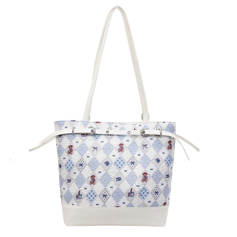 designer Cartoon Print Backpack for Women 2025 New Trendy Fashion Cute Bear Bucket Bag Casual Shoul