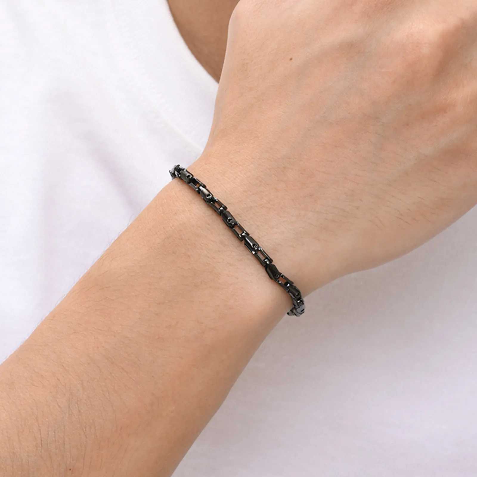 Thin Stainless Steel Chain Bracelets for Men Boys Waterproof Handmade Chain Links Wristband Stylish Gift for Husband Father BBF W250606