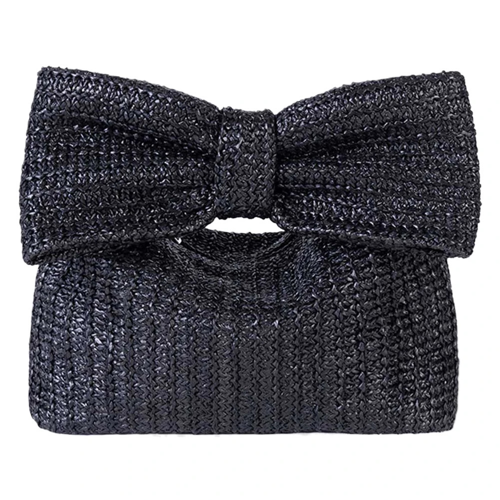 Women Weaving Clutch Bag Zipper Closure with Bow Simple Purse Versatile Female Party Wedding Bag 250605