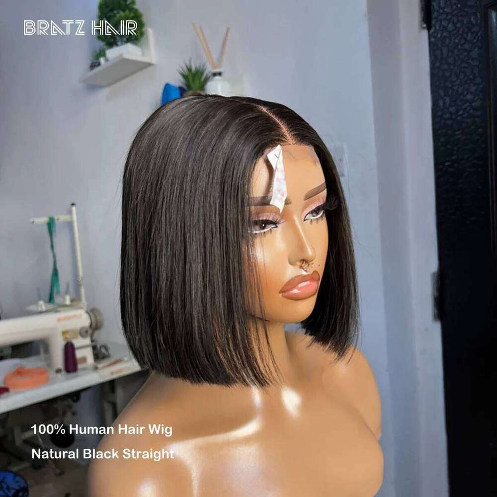 Super Double Drawn Vieamese Straight 2x6 Kim K Closure Wig Natural Color 13x6 13x4 HD Lace Frontal Bob Wigs Pre Plucked