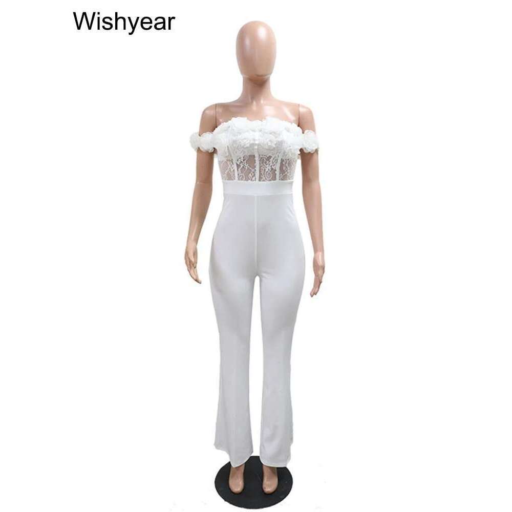 New Women Sexy Lace Corset Off Shoulder Backless Jumpsuit Rompers Elegant Night Club Overalls Evening Party One Pieces Outfits