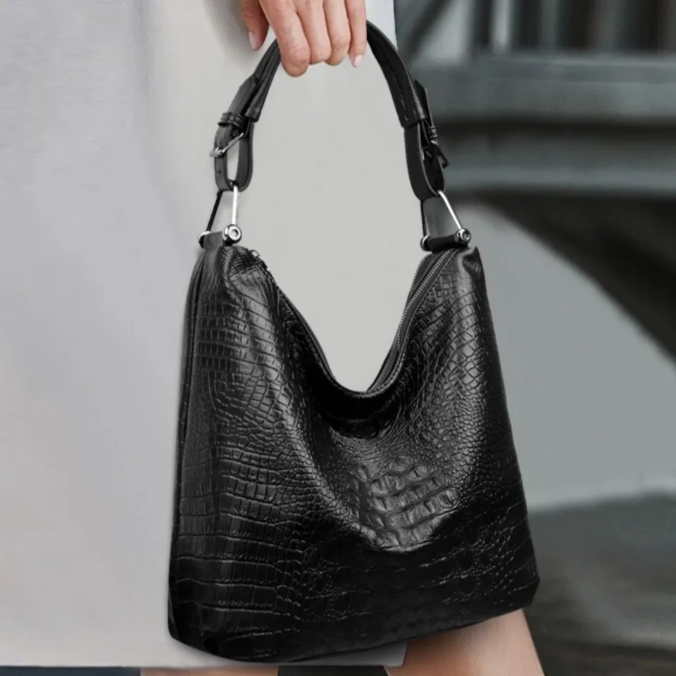 Two Layers Alligator PU Leather Hobo Underarm Bags Lady Fashion Shoulder Crossbody Hand for Women Handbags Top Quality Sac 250605