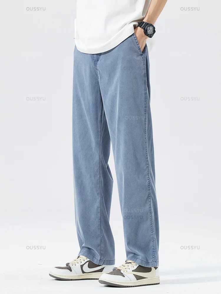 Newly Upgraded Summer Ultrathin Soft Lyocell Fabric Mens Jeans Breathe Loose Straight Denim Pants Casual Trouser Plus Size 5XL Z250605