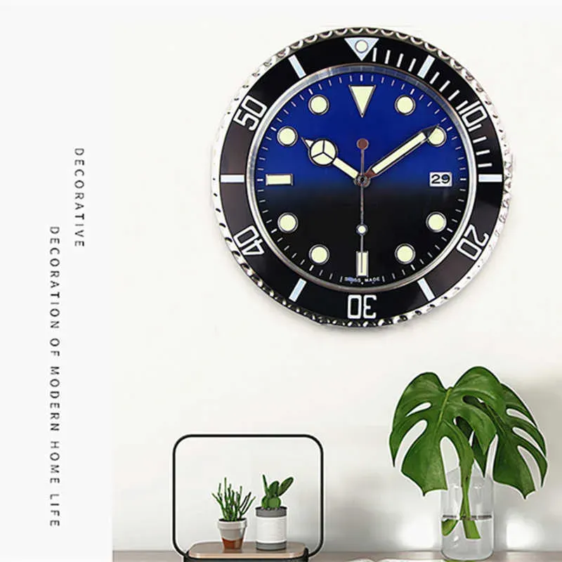 Wall Clocks Wall Clocks Super Silent Wall Clock Metal Modern Large Wall Watch Home Stainless Steel Luminous Clock The Date Will Work R250325 S25821