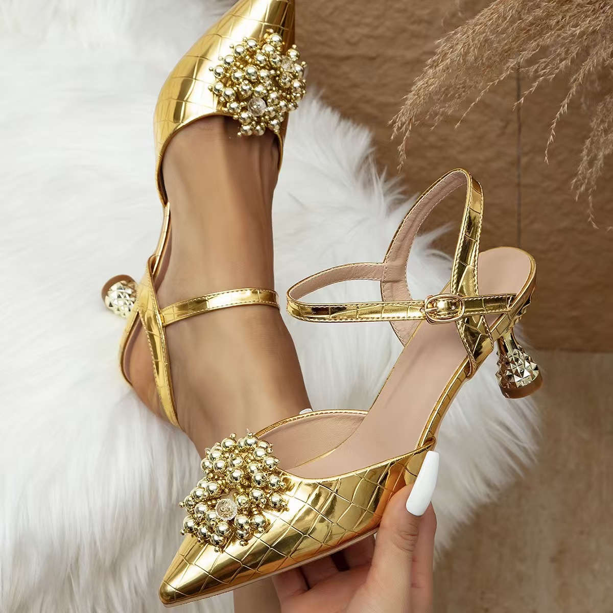 Bowknot New Designer High Heels Sandals Women Summer Footwear Pointed Toe Party Ladies Shoes Fashion Sgback Pumps 2e82