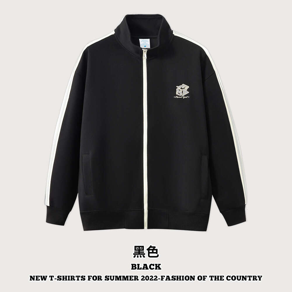 Men's Clothing|Autumn Winter Trendy Zipper Striped Embroidery Casual Sports Jacket Set Men B5