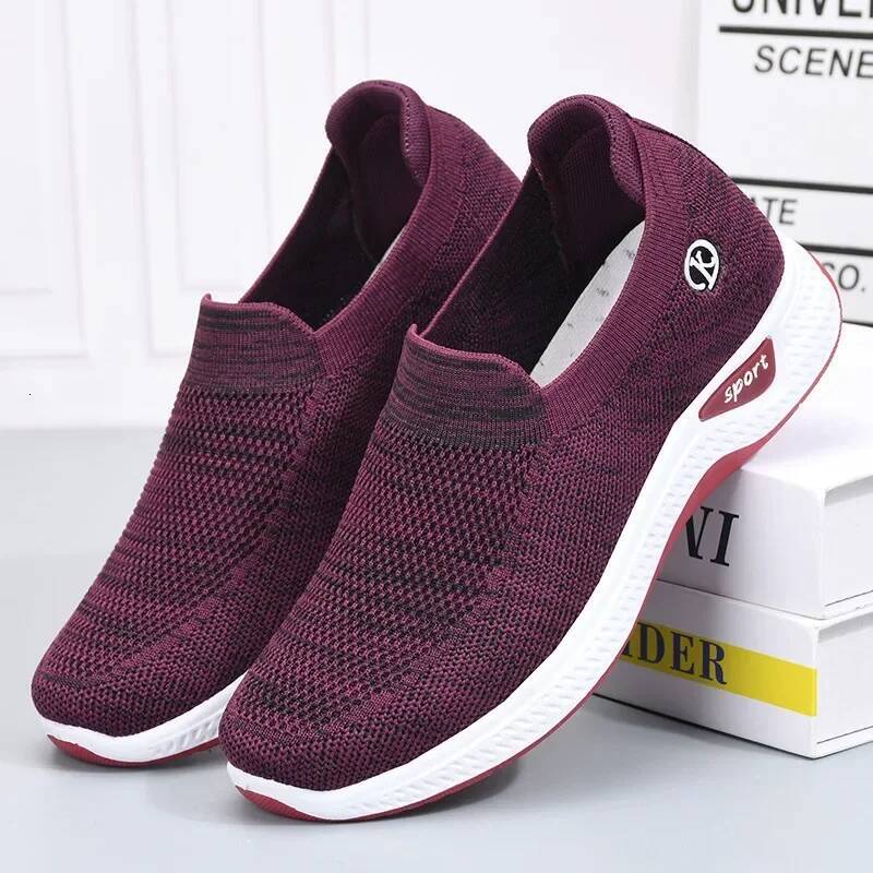 Ddmyoutdoor Women Vulcanized Slip On Flats Female Autumn Loafers Walking Shoes Ladies Casual Mesh Breathable Sneakers Footwears Outdoor Shoes