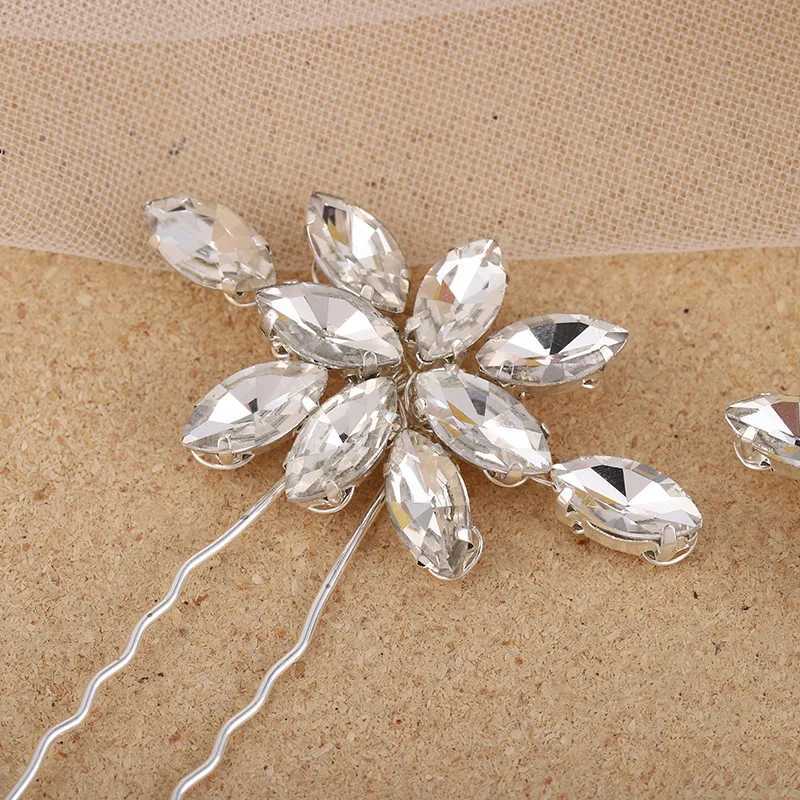 Bride Hair Pin Alloy Silver Color Clear Crystal Hairpins Bridal Wedding U Shaped Hair Sticks Women Bridesmaids Hair Accessories Z250605