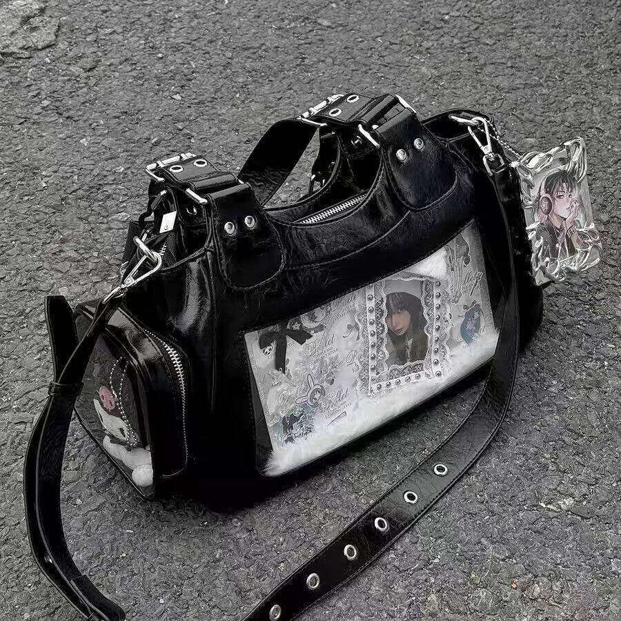 Patchwork Contrast Color Y2k Punk Shoulder Bags Vintage Aesthetic Casual Women's Handbags Fashion Ladies All Match Underarm Bag