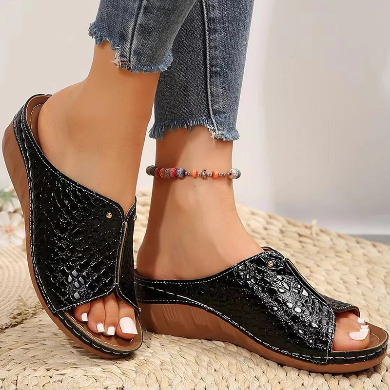 Womens Sandals Summer Sandals With Heels Bling Summer Shoes Woman Wedges Heeled Slippers Sandalias Mujer Footwear Women 250605