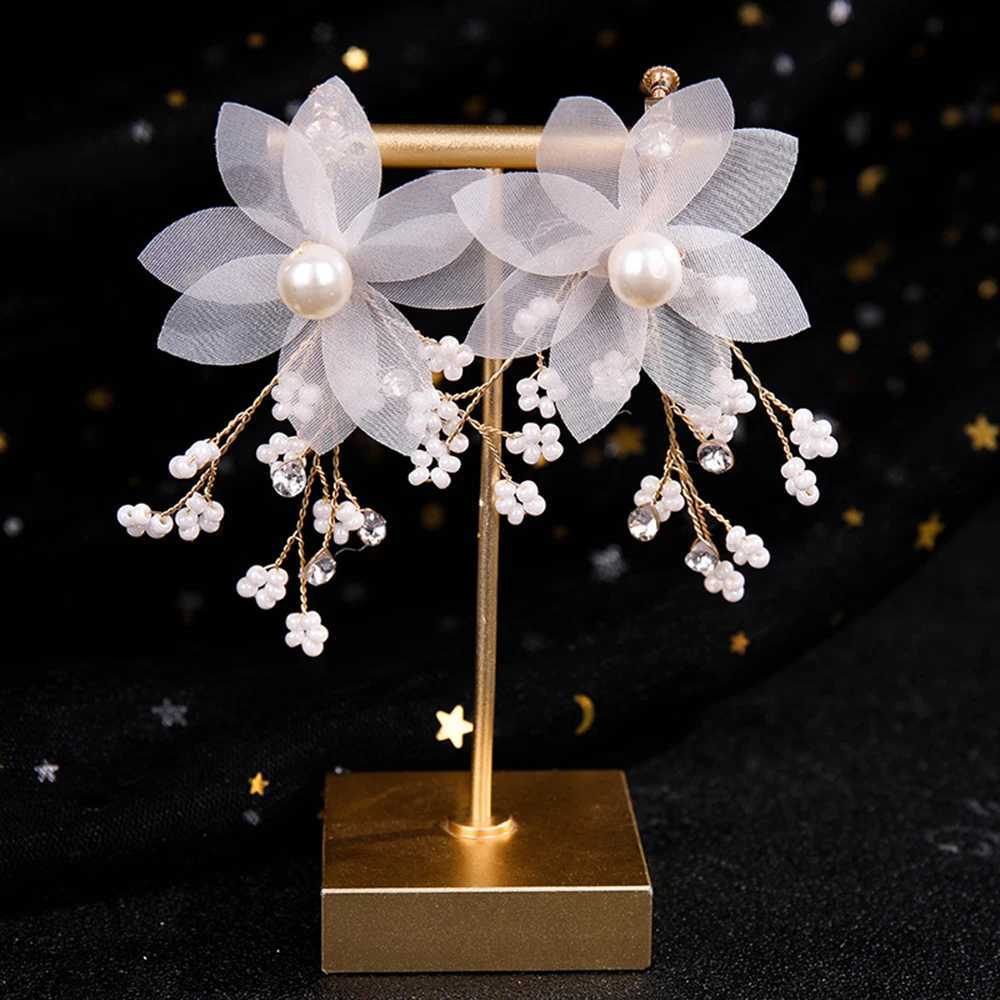 Handmade Bride Hair Accessories Bridal Fairy Hair Hoop and Dangle Earrings Hair Band Accessories for Bride and Bridesmaid Z250605