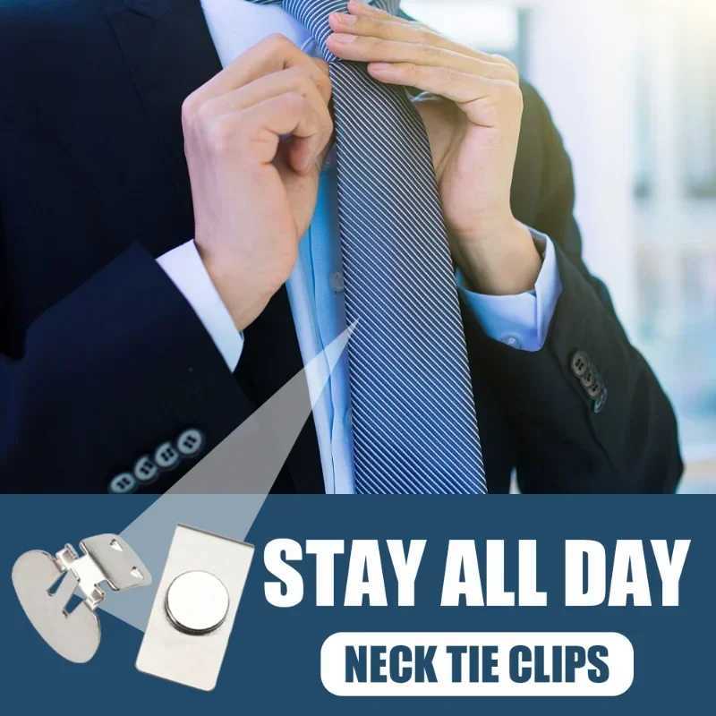 Magnetic Invisible Tie Clip Automatic Fixing Buckle Anti-wrinkle Anti-swing Tie Holder Clips Necktie Collar Hidden Clasp For Men W250606