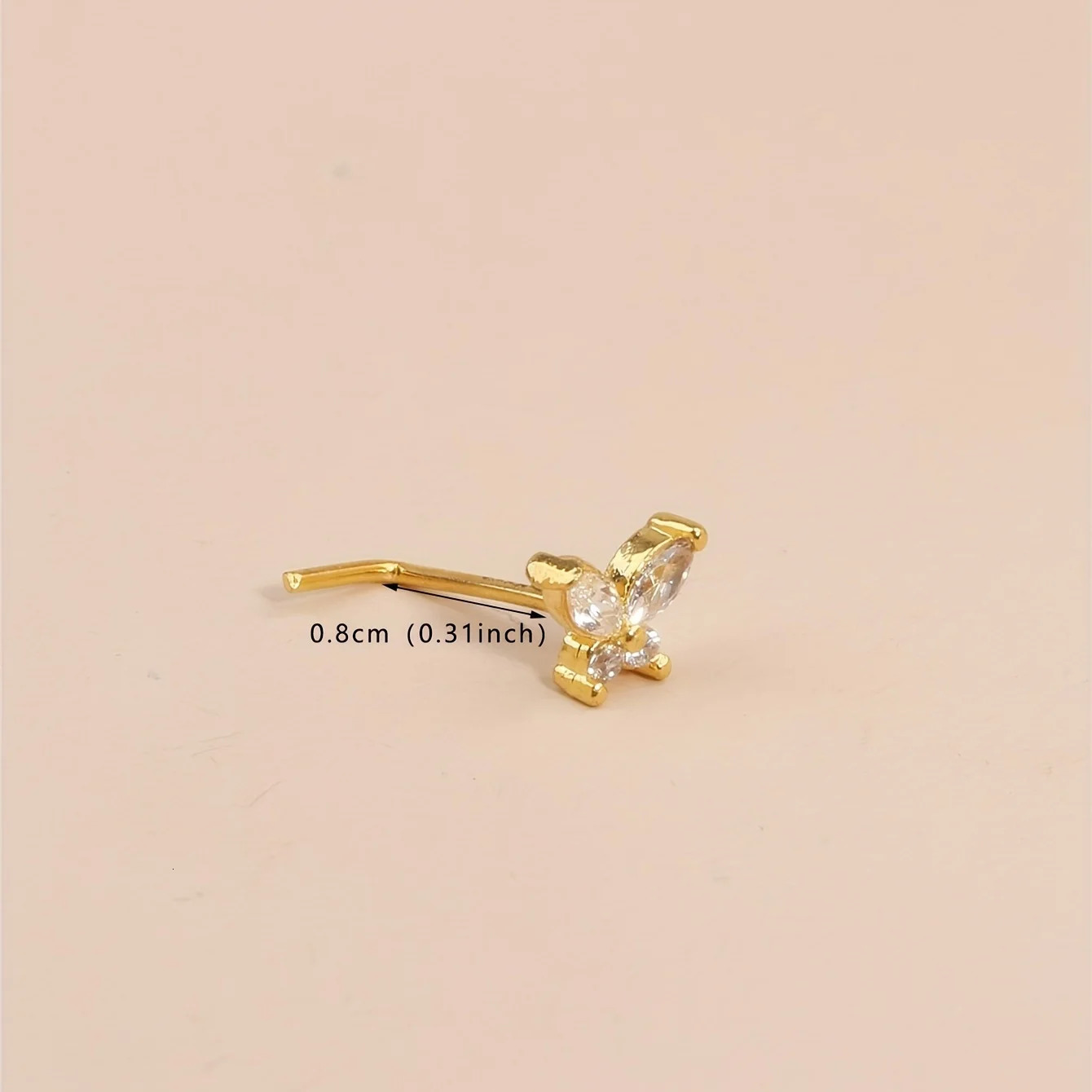 Nose Rings Stainless Steel L Shaped Nose Studs Butterfly Screw Nose Stud for Women Men Nose Piercing Jewelry Silvery/Golden 250605
