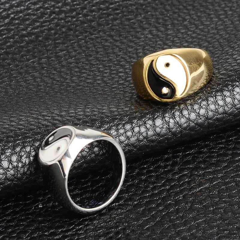 Classic Chinese Retro Taoist Bagua Yin Yang Tai Chi Ring Personality Men Silver Plated Ring Fashion Men Daily Wear Jewelry W250606