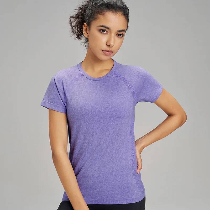 Ten Quick Dry Sports T-Shirt Women's Sweatshirt Breathable Fiess Clothing Solid Color Yoga Short Sleeve Top