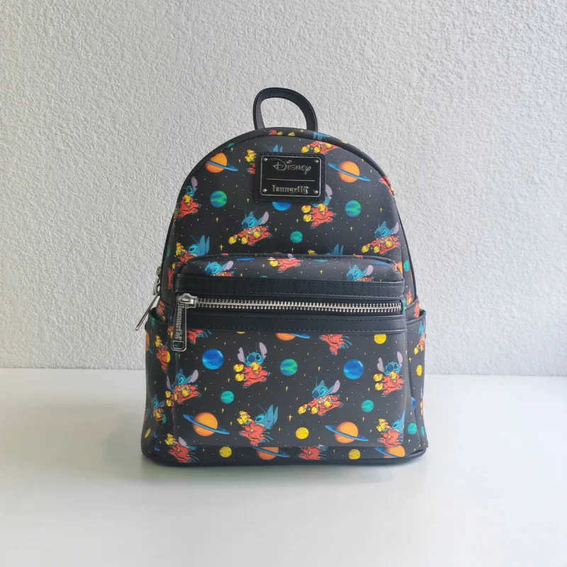 DISNEY New Hot Disney Cartoon Anime Stitch Loungefly Backpack Cute Cartoon Embroidered Design Backpack Casual Mini Backpack WomenS Bag W250620