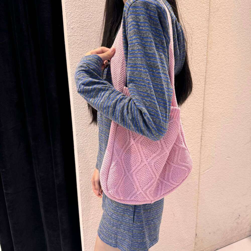 New Knitted Crossbody Solid Color Tote Braided Women's Trendy Bag B5
