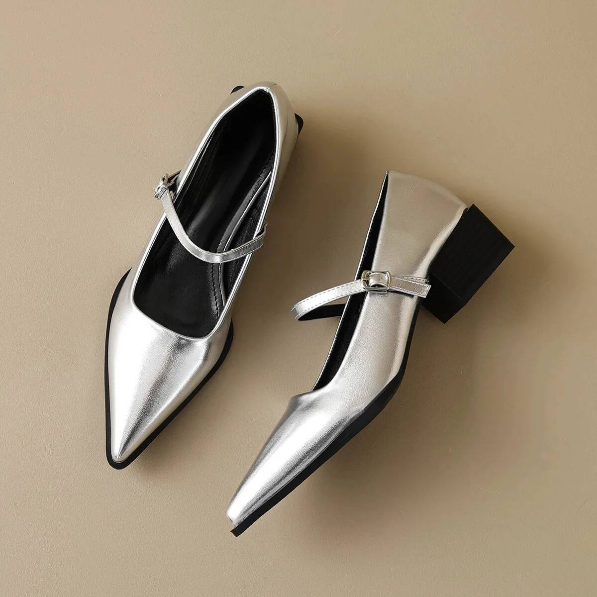 Ddmyoutdoor Woman Fashion Pointy Mary Jane Spring New Elegant Pumps Female Sexy Pointed Toe High Heels Thick Heel Party Shoes Outdoor Shoes
