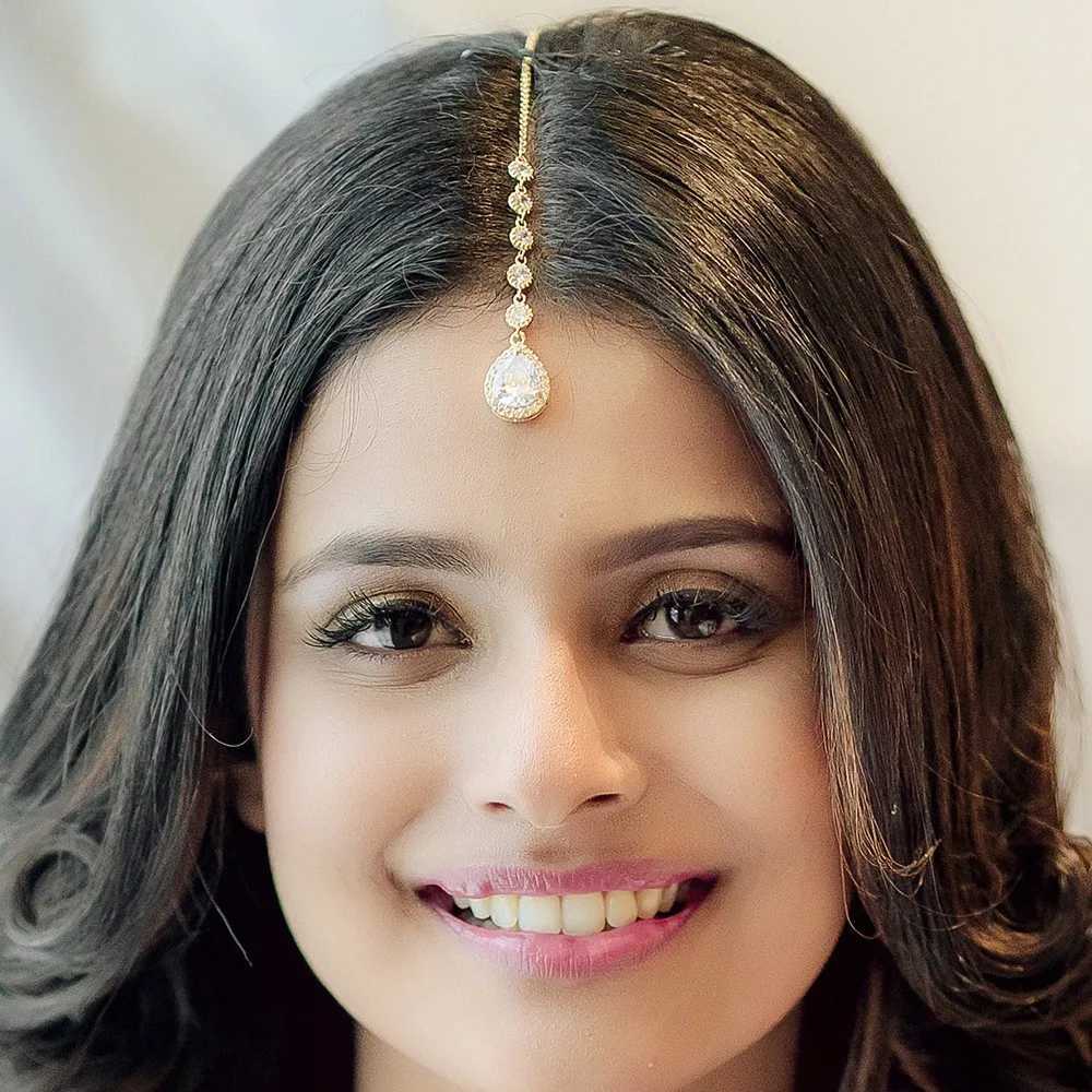 Stonefans Vintage Teardrop Forehead Chain Maang Tikka Indian Jewelry Exquisite Hairpin Boho Rhinestone Hair Jewelry Wedding Z250605