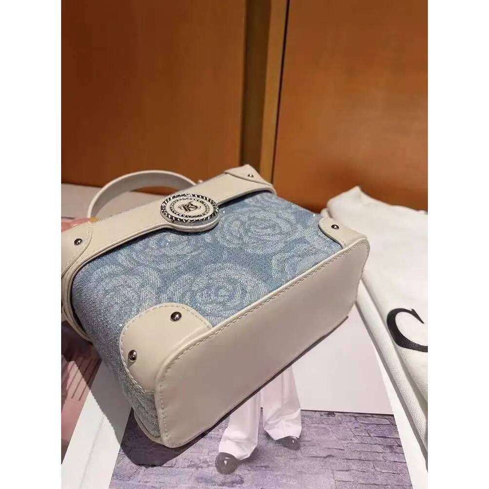 High Quality Blue Denim Fashion Cloud Women's Handbag Floral Crystal Dia Shoulder Messenger Bag Lady Purse Female Armpit