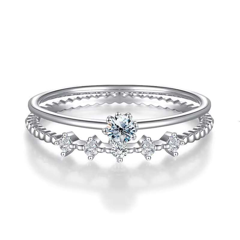 Trendy Jewelry Diamond Moissanite Set Halo Rings 925 Sterling Silver for Women Wedding