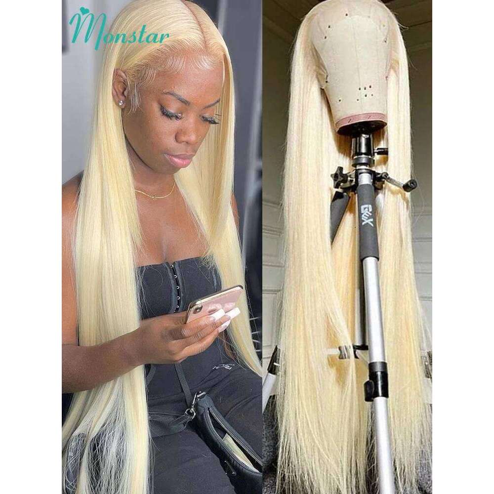 13x4 13x6 360 HD Transparent 613 Honey Blonde Color Front Human Hair Wigs for Women Raw Brazilian Straight Lace Frontal Wig
