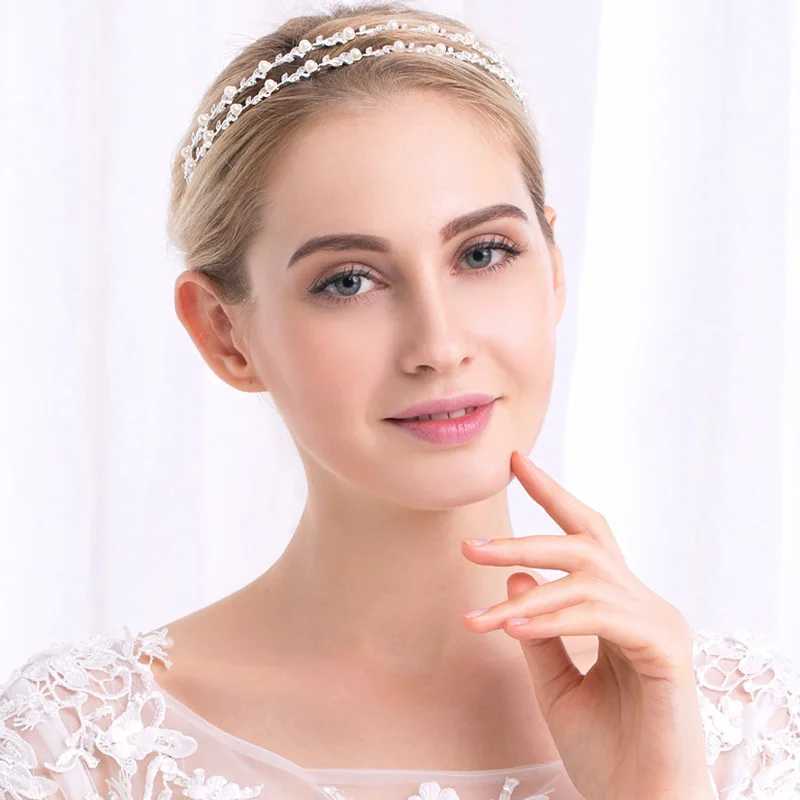 Silver Color Headbands Pearl Hairbands Tiaras Beads Crowns Wedding Party Prom Hair Accessories Women Girls Head Jewelry SL Z250605
