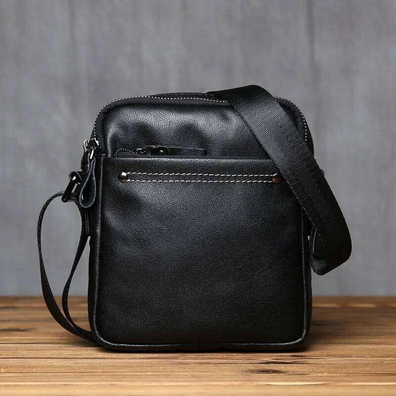 NZPJ Genuine Leather Shoulder Fashionable Top Layer Cowhide Crossbody Bag, Trendy Vertical Men's Mobile Phone Bag