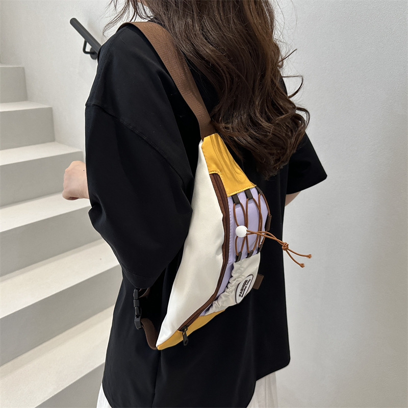 designer Korean Style Niche Design Crossbody Bag Japanese Style 2025 Retro Color-Block Casual Chest Bag for Women and Men Sports Fashion Waist Bag