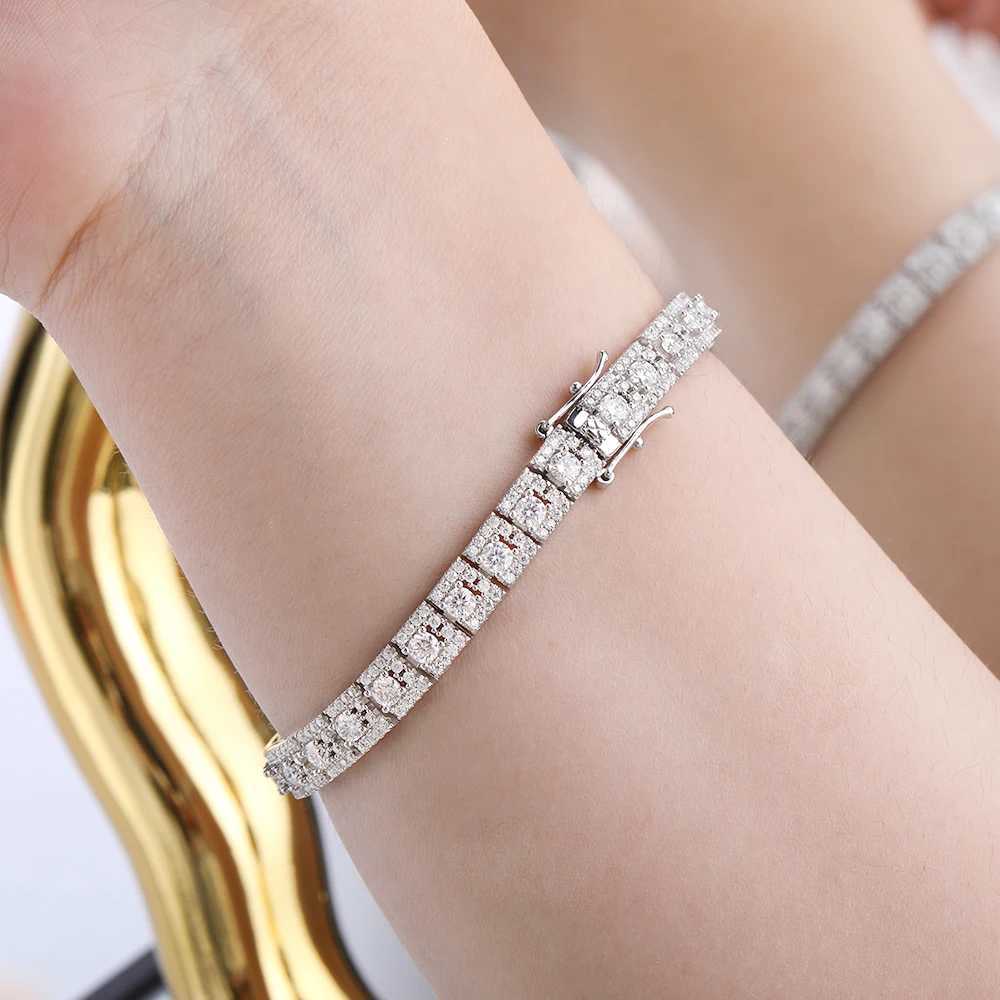 IGOTOS Luxury Full Moissanite Tennis Bracelet 3mm D VVS 925 Sterling Silver Women Engagement Wedding Diamond Bracelets Jewelry W250606