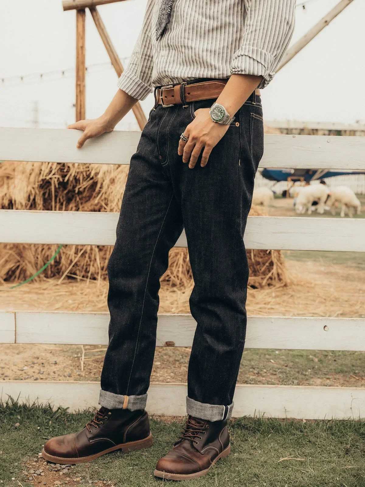 Red Tornado 17oz SD-107 Slim Cut Jeans Selvdege Denim Mens Pants Straight Leg Z250605