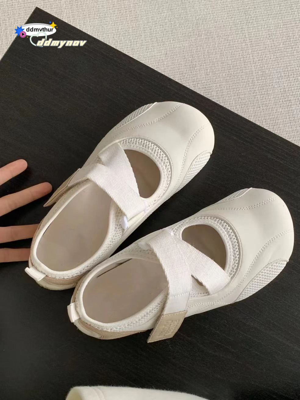 2025 Summer New Ugly Cute Shoes Women's Velcro Mary Jane Shoes Women's Flat Bottom Versatile Casual Shoes Puff Single Shoes ddmynov