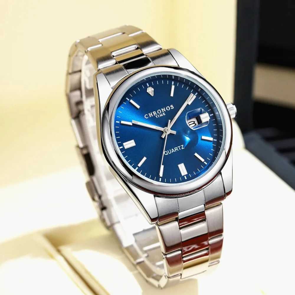 CHRONOS Top Brand Luxury Mens Watch Waterproof Luminous Date Men Watches Stainless Steel Quartz Mens Watch Male reloj Y250605