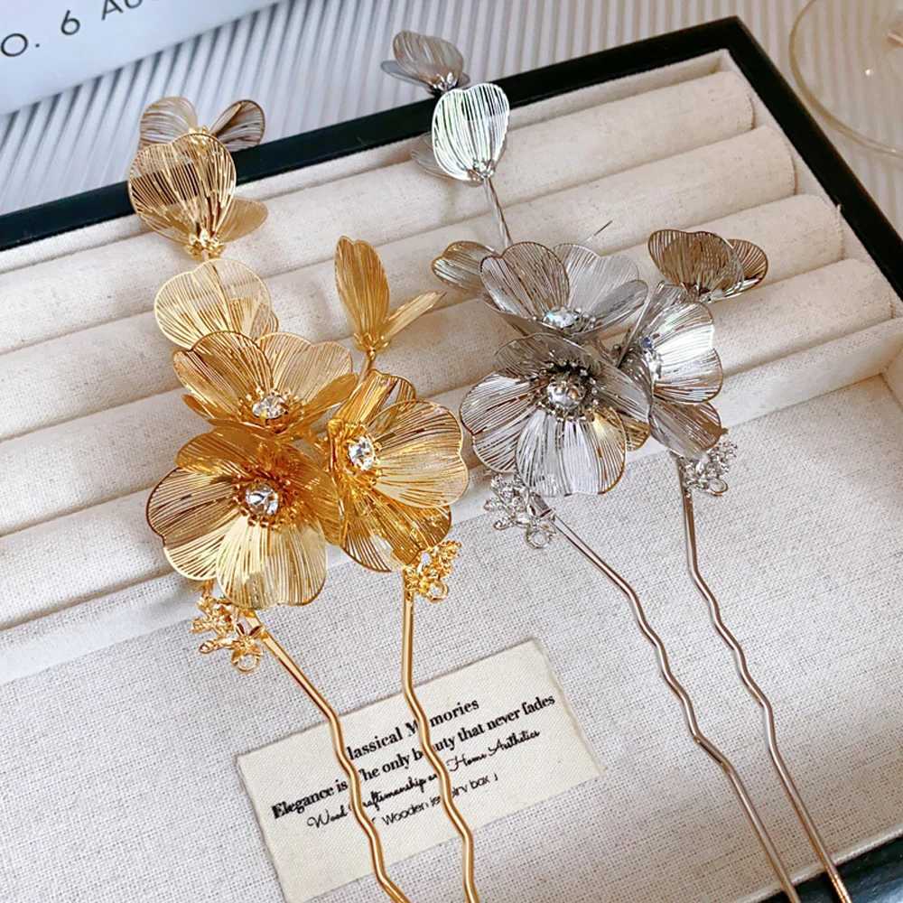 1 Pcs Golden Silvery Hollow Flower Long Tassel Hairpin Hair Fork Chinese Bridal Wedding Charm Headwear Jewelry Accessories Z250605